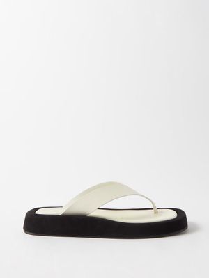 The Row - Ginza Leather And Suede Sandals - Womens - Black Nude