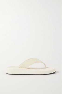 The Row - Ginza Leather And Velvet Platform Flip Flops - Off-white