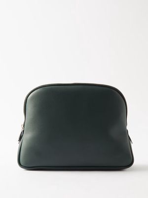 The Row - Grained-leather Wash Bag - Womens - Dark Green