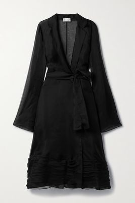 The Row - Haleakala Belted Silk-organza Coat - Black