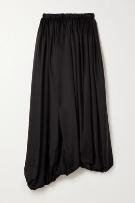The Row - Hana Asymmetric Pleated Silk-twill Maxi Skirt - Black