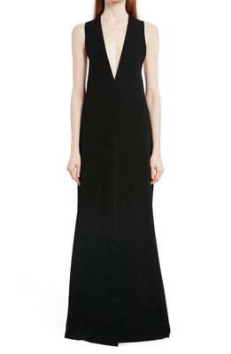 The Row Ingmar Plunge Neck Twist Back Gown in Black