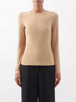 The Row - Inverness Jersey Long-sleeved T-shirt - Womens - Light Brown