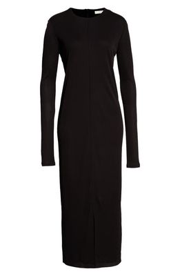 The Row Jacinta Long Sleeve Jersey Midi Dress in Black