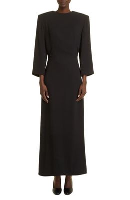 The Row Jery Square Shoulder Silk Dress in Black