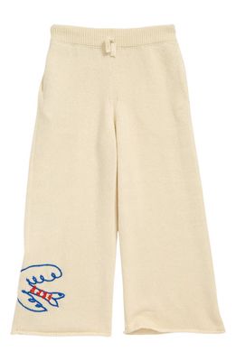 The Row Kids' Dove Embroidered Cashmere Wide Leg Pants in Pale Daffodil