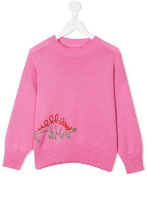 The Row Kids embroidered-dinosaur jumper - Pink