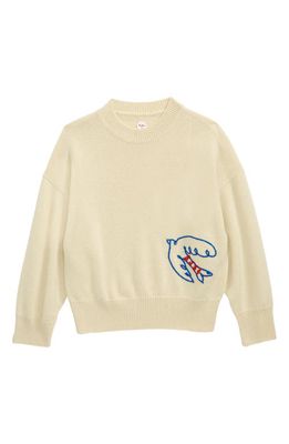 The Row Kids' Embroidered Dove Cashmere Sweater in Pale Daffodil