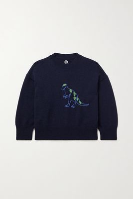 The Row Kids - T-rex Embroidered Cashmere Sweater - Blue
