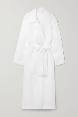 The Row - Lau Oversized Belted Silk-gauze Coat - White