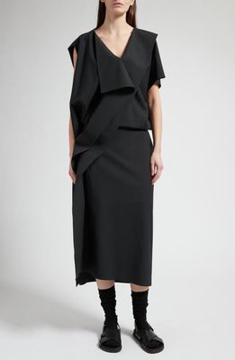 The Row Leonie Asymmetric Drape Dress in Black