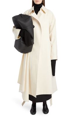 The Row Maia Oversize Bonded Wool & Cotton Trench Coat in Eggshell