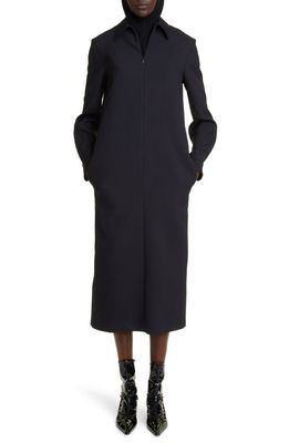The Row Marble Long Sleeve Wool Blend Shirtdress in Black