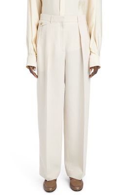 The Row Marcelina Virgin Wool & Cashmere Trousers in Eggshell