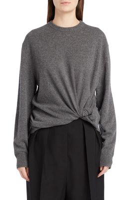 The Row Melino Front Twist Cashmere Sweater in Grey Melange