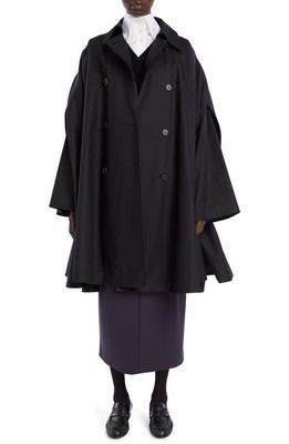 The Row Merrill Double Breasted Water Repellent Cotton Cape Coat in Black