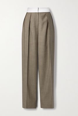 The Row - Milla Two-tone Pleated Wool And Mohair-blend Straight-leg Pants - Brown