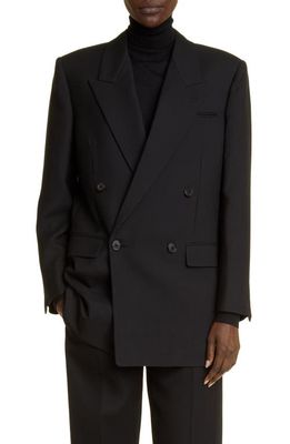 The Row Myriam Layered Wool & Silk Double Breasted Jacket in Black