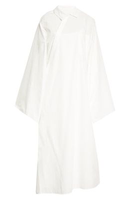 The Row Nuka Draped Panel Cotton Voile Shirtdress in Ivory