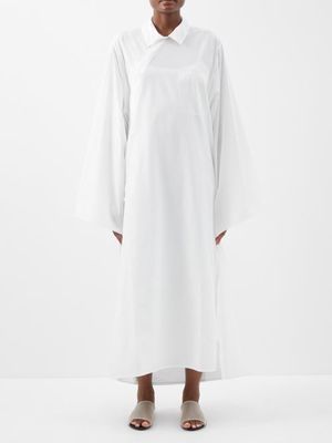The Row - Numa Asymmetric Draped-back Cotton Dress - Womens - White