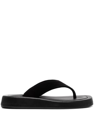The Row padded leather flip flops - Black