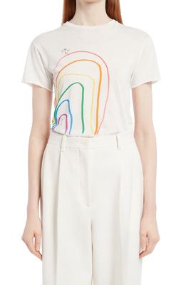 The Row Rainbow Organic Cotton Graphic Tee in Natural White
