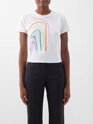 The Row - Rainbow-print Cropped Organic-cotton T-shirt - Womens - White