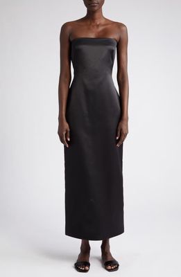 The Row Reeta Strapless Wool & Silk Dress in Black