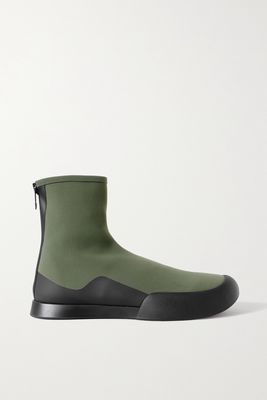 The Row - Rubber-trimmed Scuba Ankle Boots - Green