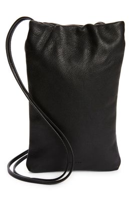 The Row Ruched Leather Phone Crossbody Bag in Black Shg