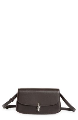 The Row Sofia East/West Leather Crossbody Bag in Dark Brown