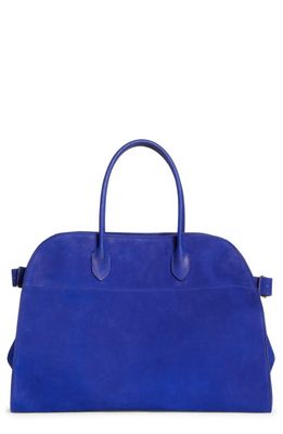 The Row Soft Margaux 15 Suede Satchel in Cobalt