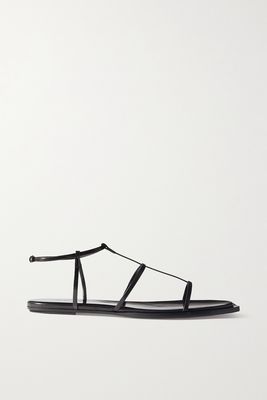 The Row - T Bar Leather Sandals - Black