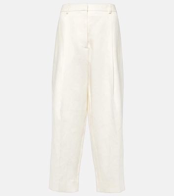 The Row Tonnie cropped linen straight pants