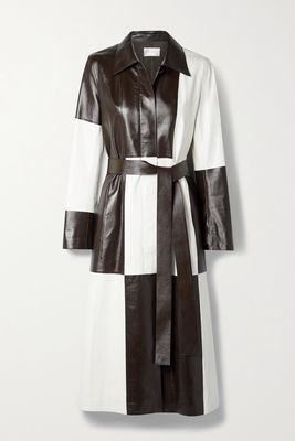 The Row - Traviesa Belted Color-block Leather Trench Coat - Brown