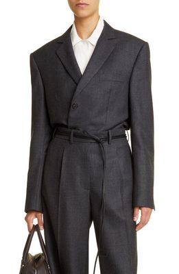 The Row Ule Square Shoulder Wool Jacket in Charcoal Grey Melange