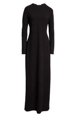 The Row Wai Long Sleeve Jersey Maxi Dress in Black