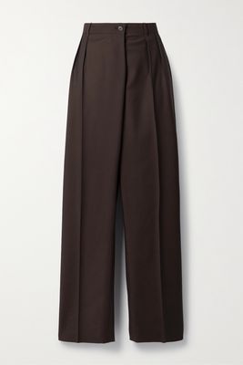 The Row - Willow Pleated Wool And Mohair-blend Wide-leg Pants - Brown