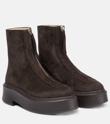 The Row Zipped Boot 1 suede ankle boots