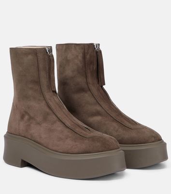 The Row Zipped Boot 1 suede boots