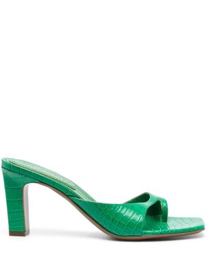 THE SADDLER 85mm textured toe-strap mules - Green