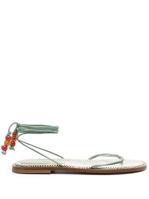 THE SADDLER flat leather strappy sandals - Green