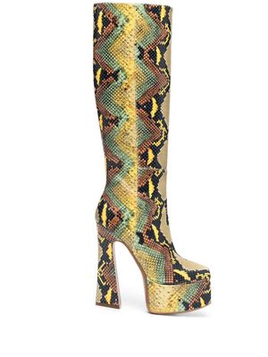 THE SADDLER snakeskin-effect 160mm platform boots - Green