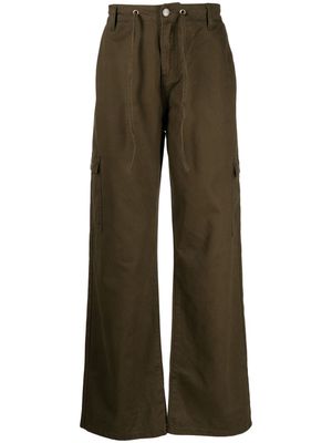 The Salvages logo-patch cotton straight-leg trousers - Green