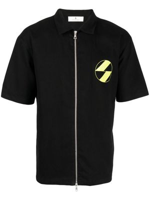 The Salvages logo-print zip-up shirt - Black
