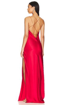 The Sei Strappy Bias High Slit Gown in Red