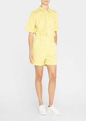 The Springy Short Button-Front Utility Romper