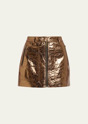 The Sprocket Crinkled Metallic Mini Skirt
