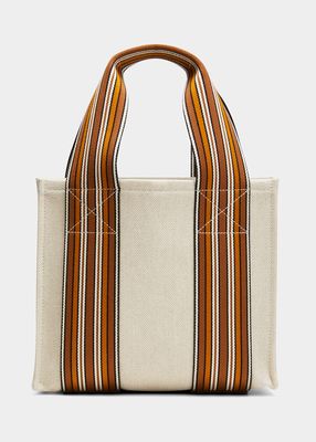 The Suitcase Mini Striped East-West Canvas Tote Bag