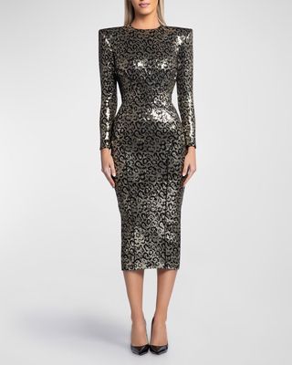 The Testimony Animal Sequin Midi Bodycon Dress